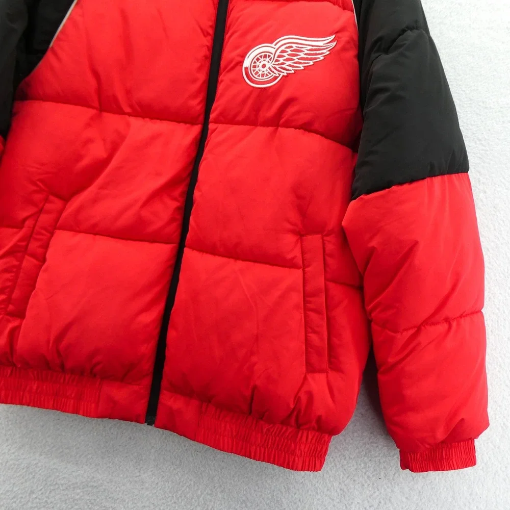 G-III Jacket Mens Large Detroit Red Wings Red Black Puffer Full Zip NHL Hockey‎